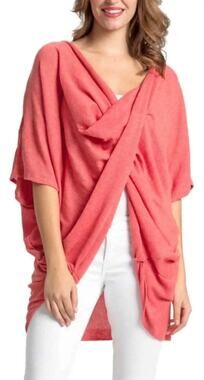 Save The Ocean Apparel Lagenlook Recycled Coral Twist Poncho Top One Size XL Lrg